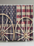 Wagon Wheel Bandera americana Cortina de ducha