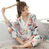 Conjunto de pijama floral tropical de encaje