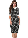 Asymmetrical Contrast Collar Fitted Dress - THEONE APPAREL