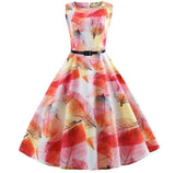 Belted Floral Print Retro Dress - THEONE APPAREL