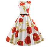 Belted Floral Print Retro Dress - THEONE APPAREL