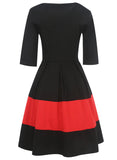 Black & Red Pleated A-Line Dress - THEONE APPAREL