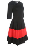 Black & Red Pleated A-Line Dress - THEONE APPAREL