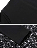 Black Sequin Skirt Surplice Dress - THEONE APPAREL