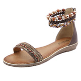 Bohemian Chic Double Ankle Strap Braided Sandals - THEONE APPAREL