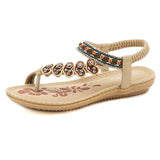 Boho Chic Beaded Heart Charm Ankle Sandals - THEONE APPAREL