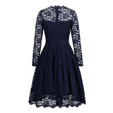 Button Front Lace Sleeve Dress - THEONE APPAREL